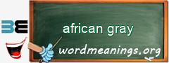 WordMeaning blackboard for african gray